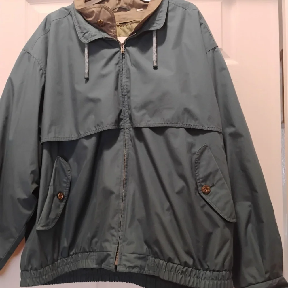 London Fog Green Winter Jacket Removable Insulation Water Resistant Size XL Long